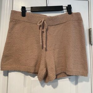 NWT Rue 21 Size XL Tan Khaki Fuzzy Drawstring Soft Stretch Knit Teddy Shorts